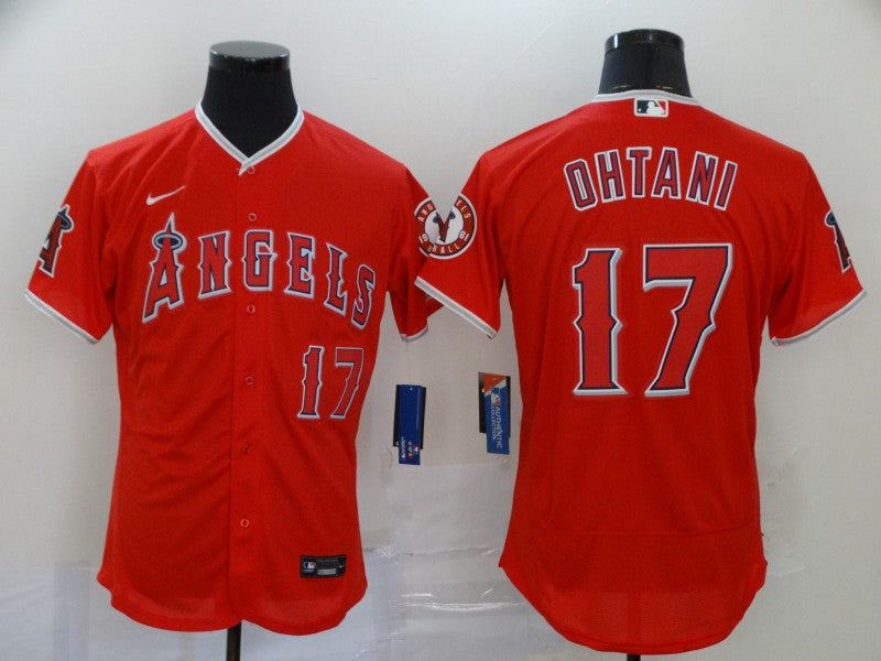 Men's Los Angeles Angels Shohei Ohtani #17 Red Sewn Jersey